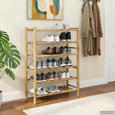 Stojak na buty z półką Naturalny 68 x 28 x 96 cm Bambus