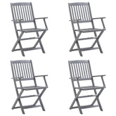 vidaXL Składane krzesła ogrodowe, 4 szt., poduszki, drewno akacjowe
