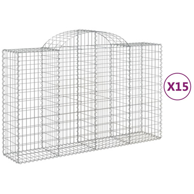 Kosze gabionowe, 15 szt, 200x50x120/140cm, galwanizowane żelazo