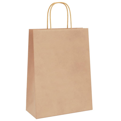 Torby papierowe 250 szt. z uchwytami Brązowe 26x12x35 cm