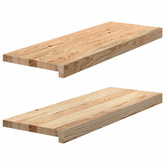 Parapety 2 szt., surowe, 70x30x2 cm, lite drewno dębowe