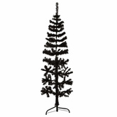 Smukła choinka połówka ze stojakiem, sztuczna, czarna, 150 cm