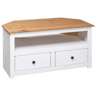 vidaXL Narożna szafka pod TV, biała, 93x49x49 cm, sosna, seria Panama