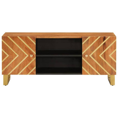 vidaXL Szafka pod TV, brązowo-czarna 105x33,5x46 cm, lite drewno mango