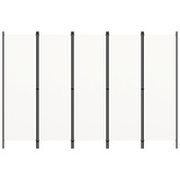 Parawan 5-panelowy, biały, 250 x 180 cm