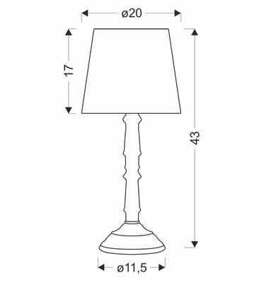 CARDINALE lampa stołowa h-43 cm ciemny szary 1x40 E27 abażur ciemny lniany