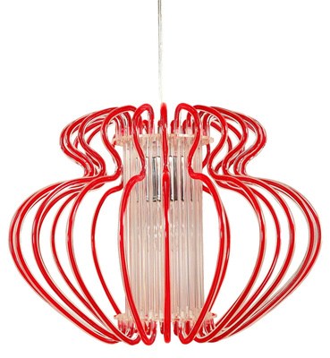 Lampa wisząca Imperia czerwona do jadalni pojedyncza z tworzywa sztucznego