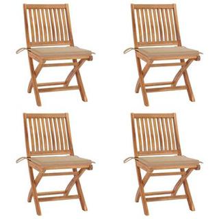 vidaXL Składane krzesła ogrodowe z poduszkami, 4 szt., drewno tekowe