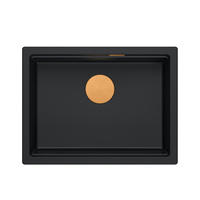 LOGAN 100 GraniteQ zlewozmywak pure carbon 59,5x45,1x21,5 cm 1-komorowy wpuszczany z syfonem manualnym miedziany