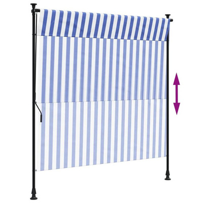 vidaXL Roleta zewnętrzna, niebiesko-biała, 200x270 cm, tkanina i stal