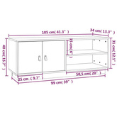 vidaXL Szafka pod TV, biała, 105x34x40 cm, lite drewno sosnowe