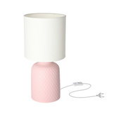 Lampka nocna Iner różowa ceramiczna z abażurem Candellux