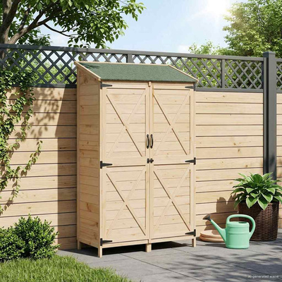 Shed ogrodowy naturalny 106 x 56 x 176,5 cm Drewno Świerkowe