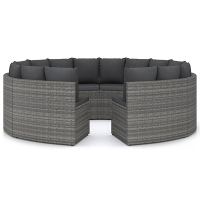 8-częściowa sofa do ogrodu, z poduszkami, polirattan, szara