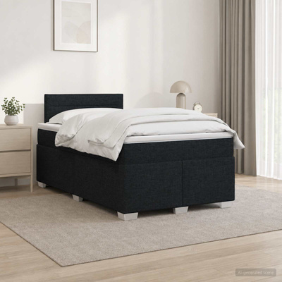 Łóżko Box Spring z materacem i LED Czarny 120 x 190 cm tkanina