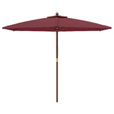 Parasol ogrodowy na drewnianym słupku, bordowy, 299x240 cm