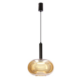 Lampa wisząca Bueno szklana pojedyncza bursztynowy klosz GX53