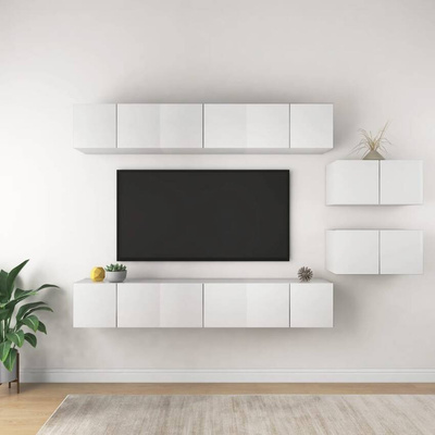 vidaXL Szafki telewizyjne, 8 szt., białe, materiał drewnopochodny