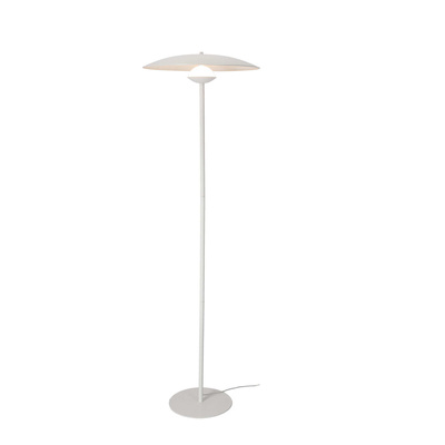 Lampa stojąca LUND w stylu skandynawskim – biały klosz talerz - nowoczesna lampa podłogowa LED