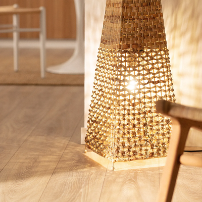 Lampa Podłogowa 130cm z Włókien Naturalnych Boho Abruzzo Carlotta 2x E27