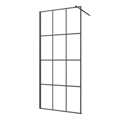 Kabina walk-in ii 110x200cm geometryczna 8mm shiny-glass czarny AK-32-117-S Invena
