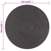 vidaXL Ręcznie wykonany dywan z juty, okrągły, 150 cm, ciemnoszary