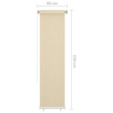 vidaXL Roleta zewnętrzna, kremowa, 60x230 cm, HDPE