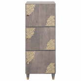 Highboard z półką Szary i złoto 40 x 33 x 110 cm Drewno z mango