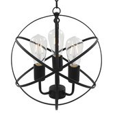 Lampa wisząca, czarna, sferyczna, 3 żarówki E27