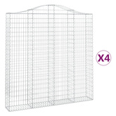 Kosze gabionowe, 4 szt, 200x30x200/220 cm, galwanizowane żelazo