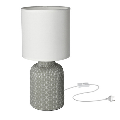 Lampka nocna Iner szara ceramiczna z abażurem Candellux