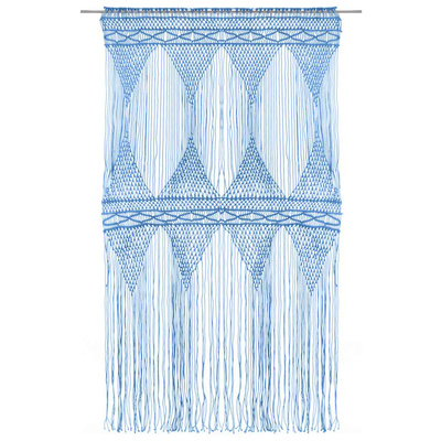 Zasłona z makramy, niebieska, 140 x 240 cm, bawełna