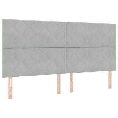 Łóżko kontynentalne z materacem jasnoszary 200 x 200 cm Welur