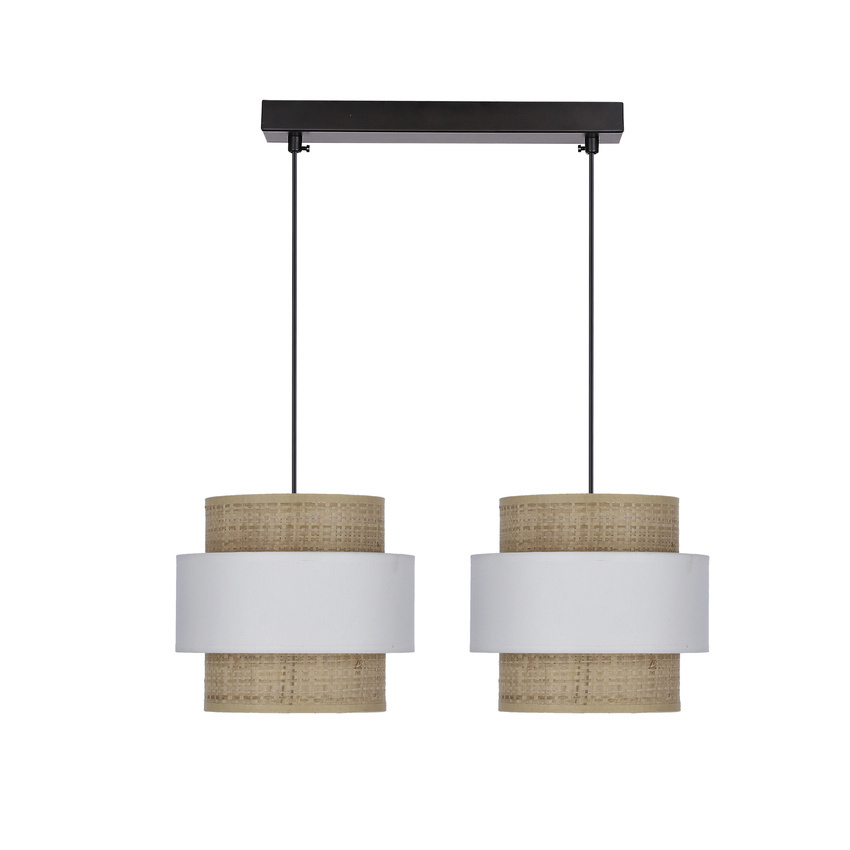 Lampa wisząca z abażurami Rattan biało-kremowa do salonu