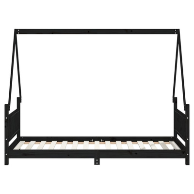 vidaXL Rama łóżka dziecięcego, czarna, 90x190 cm, drewno sosnowe model standard