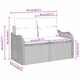 Sofa Ogrodowa z poduszką Brązowy 121 x 62 x 69cm polirattan