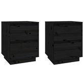 Szafki nocne, 2 szt., czarne, 40x35x50 cm, lite drewno sosnowe