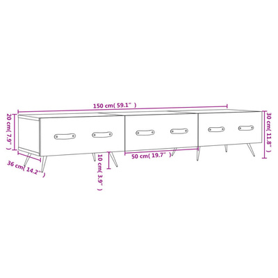 vidaXL Szafka pod TV, czarna, 150x36x30 cm, materiał drewnopochodny