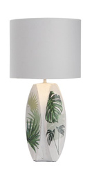 Lampka nocna Palma biała ceramiczna rustykalna z abażurem