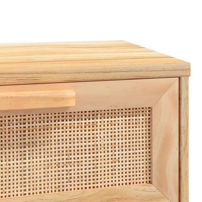 vidaXL Stolik konsolowy, brązowy, 80x30x75 cm, lita sosna i rattan