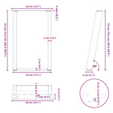 Nogi do stołu jadalnego w kształcie litery U 2 szt. Białe 50x(72-73) cm Stal