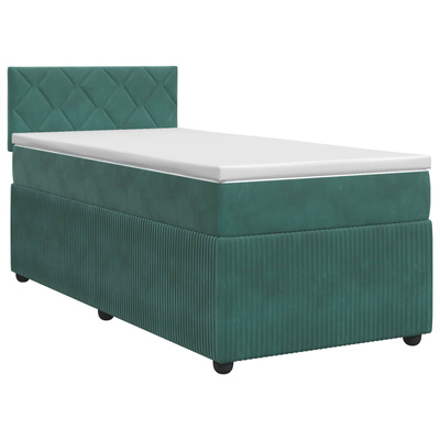 Łóżko kontynentalne z materacem Ciemnozielony 80 x 200 cm Welur