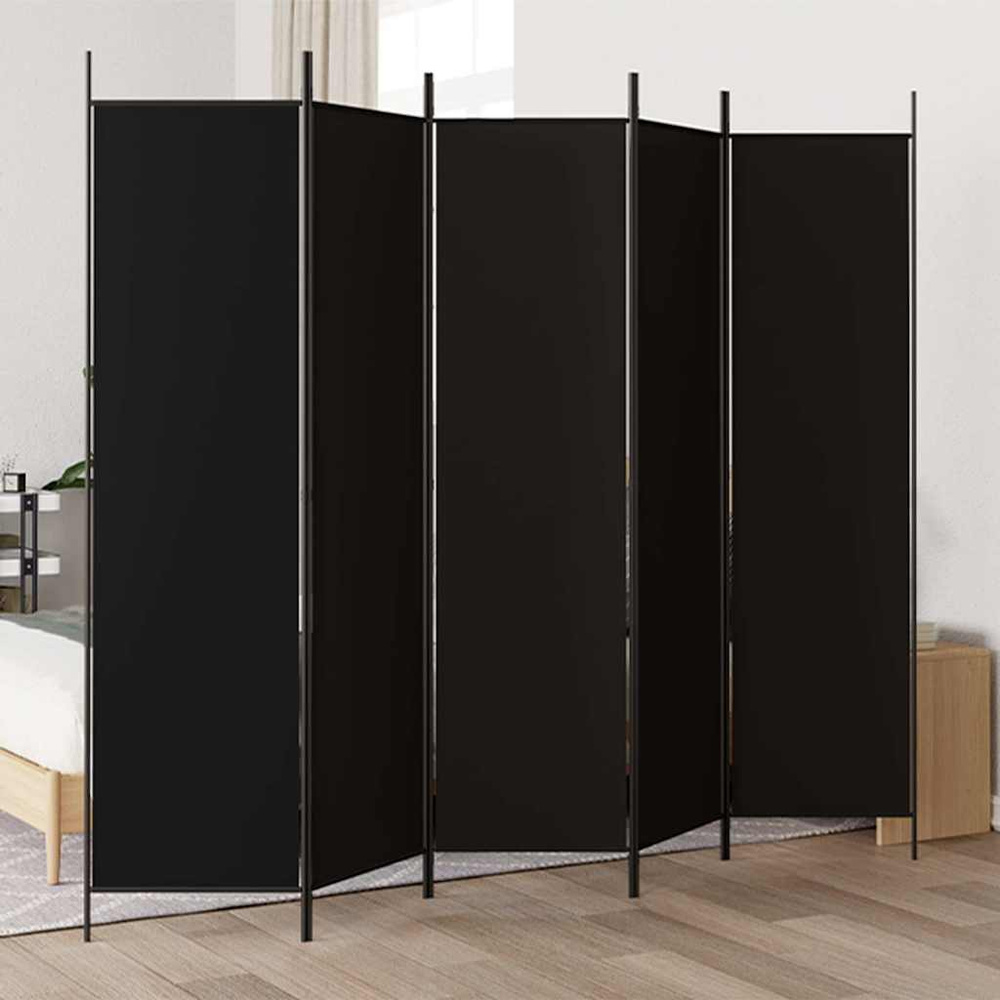 5-panelowy, czarny, 250x200 cm, tkanina Parawan