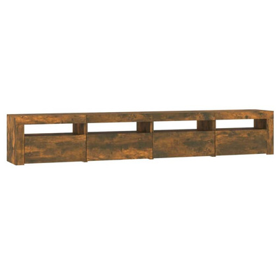 vidaXL Szafka pod TV z oświetleniem LED, przydymiony dąb, 240x35x40 cm