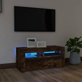 vidaXL Szafka pod TV z oświetleniem LED, przydymiony dąb, 90x35x40 cm