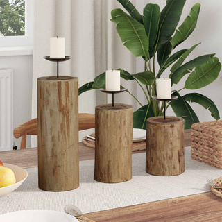 Świecznik 3 pcs Naturalny Lite drewno tekowe
