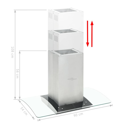 Okap kuchenny LED, stal nierdzewna, 90 cm, 756 m³/h