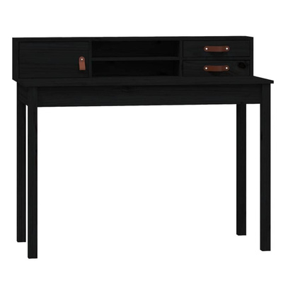 vidaXL Biurko, czarne, 110x50x93 cm, lite drewno sosnowe