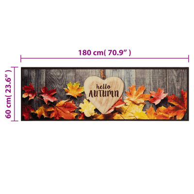 vidaXL Dywanik kuchenny z motywem jesieni, 60x180 cm, aksamitny