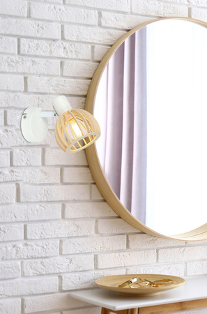 Wels lampa ścienna kinkiet 1X40 czarny+drewniany klosz dymiony 21-21953
